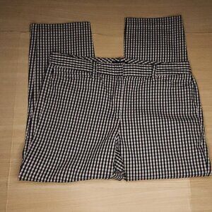 Lands' End Slim Leg Mid Rise Black White Check Ankle Pants 12